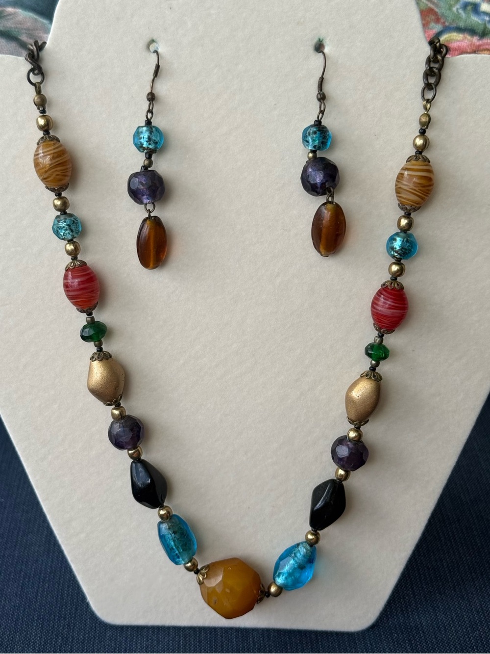 Multicolor Beaded Statement Necklace & Earring Set